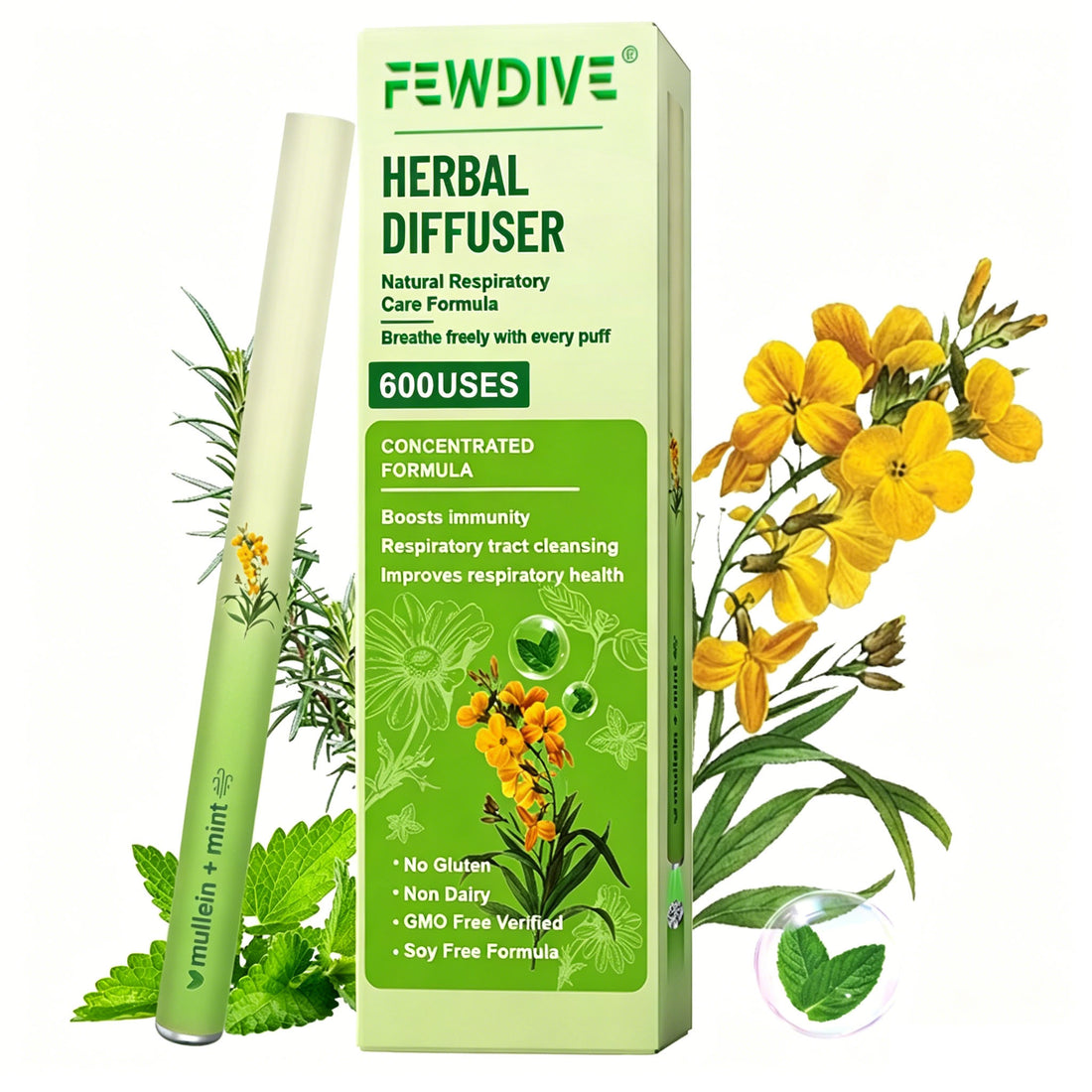 FEWDIVE Herbal Diffuser Herbal Diffusion Pen Vitamin B12 Pure Herb NAD+ Berry Relaxation Stick & Oral Air Freshening, Scented Oil Diffusers Forlung Detoxification