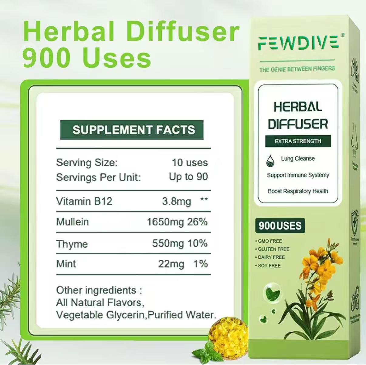 FEWDIVE Herbal Diffusion Pen Vitamin B12 Pure Herb NAD+ Berry Relaxation Stick & Oral Air Freshening, Scented Oil Diffusers Forlung Detoxification -900 Uses