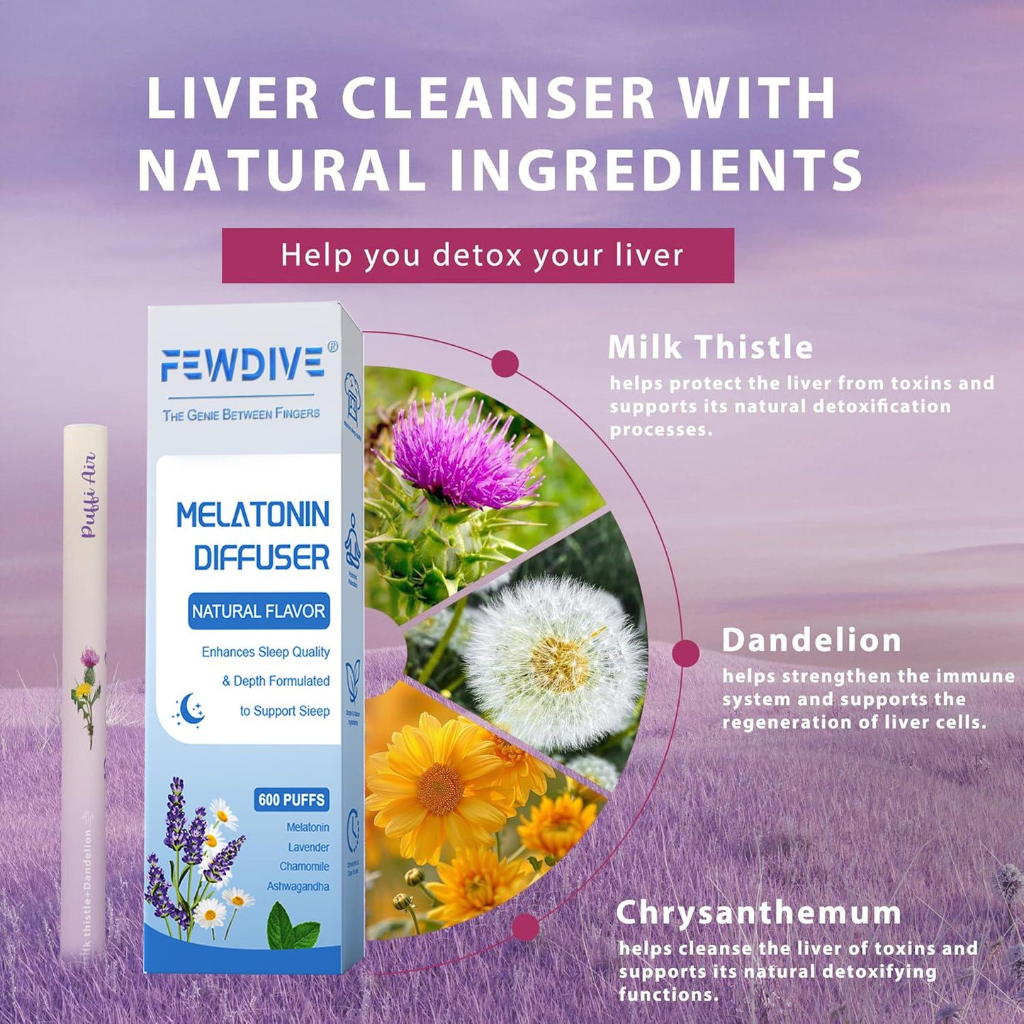 FEWDIVE Herbal Diffusion Pen Vitamin B12 Pure Herb NAD+ Berry Relaxation Stick & Oral Air Freshening, Scented Oil Diffusers Forlung Detoxification -900 Uses