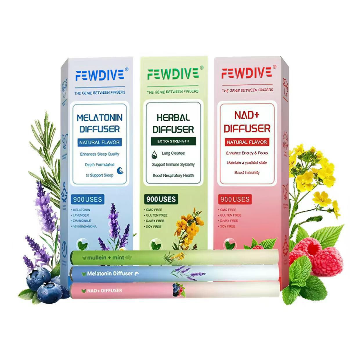 FEWDIVE Herbal Diffusion Pen Vitamin B12 Pure Herb NAD+ Berry Relaxation Stick & Oral Air Freshening, Scented Oil Diffusers Forlung Detoxification -900 Uses