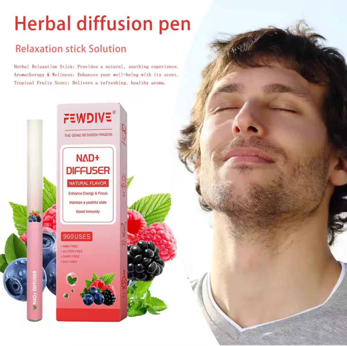 FEWDIVE Herbal Diffusion Pen Vitamin B12 Pure Herb NAD+ Berry Relaxation Stick & Oral Air Freshening, Scented Oil Diffusers Forlung Detoxification -900 Uses